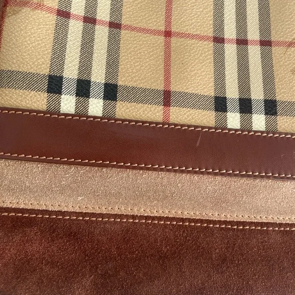 Vintage Burberry Plaid Tartan & Suede Bag - Picture 2 of 11